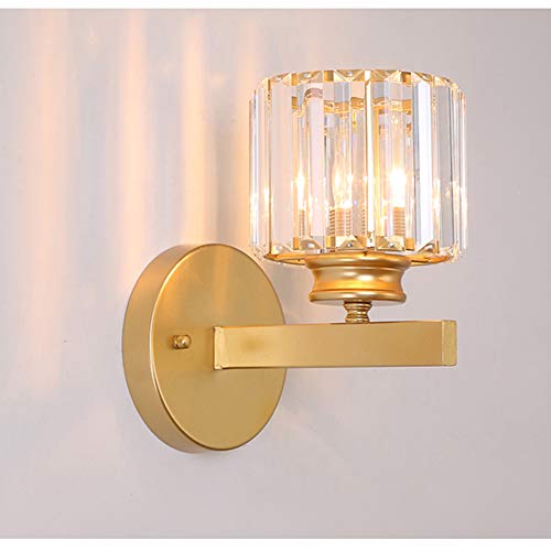 Kristallwandleuchte Moderne Kristallleuchten Dekorative Wandbeleuchtung Nachttischlampe k9 Kristalllicht Wandleuchte Home Lighting Glaslampenschirm für Wohnzimmer Korridor Lampe E27(Golden) von Chao Zan