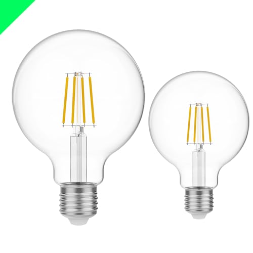 LED Lampe E27 Glühbirne: G95 Vintage Warmweiss Leuchtmittel 4W 2200K 360lm Glühlampe Retro Filament Birnen Bulb Energiesparlampe für Haus Café Bar nicht Dimmbar Leuchtmittel Globe Glas (2 Stück) von Chao Zan