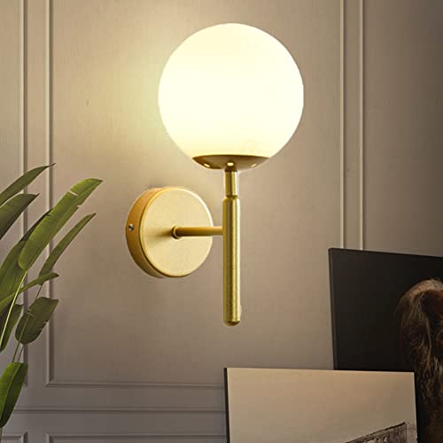 LED Wandlampe Innen Rund Glas Gold E27 Wandleuchte Rustikal Wand Deko Beleuchtung Landhausstil Wandbeleuchtung kreativ Schlafzimmer Wohnzimmer Kinderzimmer Küche Flur Badezimmer Esszimmer Lampen von Chao Zan