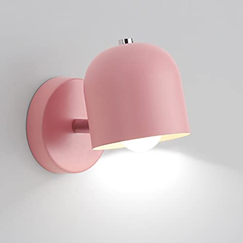 LED kreative Wandlampe kinderzimmer,Wandleuchte Innen Modern Schlafzimmer,E27 Verstellbar Metallkopf Kinder Nachttischlampe,Nordischer Stil Wohnzimmer Bettlampe,für Küche ,Weiß rosa gelb grau (rosa) von Chao Zan