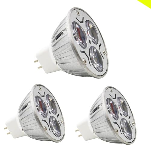 MR16 GU5.3 LED Kaltweiß 6000K, 3W 210lm-240Lm, 3er-Pack, AC/DC 12V Flimmerfrei Strahler Leuchtmittel Bi-Pin-Sockel Spot Reflektor, Aluminium LED Reflektorlampe für Schienenbeleuchtung (3 Stück) von Chao Zan