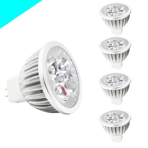 MR16 GU5.3 LED Lampe Kaltweiss 6000K, 4W 280lm-300lm, AC/DC 12V Flimmerfrei Strahler, 120°Abstrahlwinkel Einbaubeleuchtung, Nicht-Dimmbar LED Reflektorlampe Leuchtmittel Spot Birnen (5 Stück) von Chao Zan