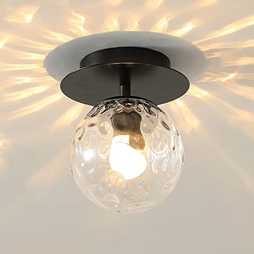 Mitte-jahrhundert Glas 1-lichter Deckenleuchte Befestigung Runde Gold Metall Basis Deckenlampe Mit Kugel Transparent Schatten Deckenlampe Hängelampe Für Flur Esszimmer Küche Schlafzimmer (Schwarz) von Chao Zan