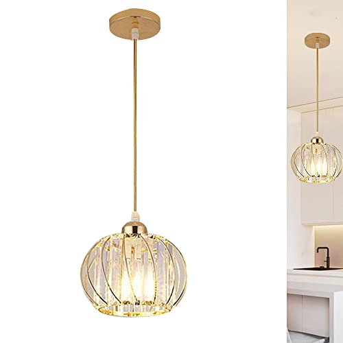 Moderne Kristall Pendelleuchte Glas Lampenschirm Deckenleuchte Kronleuchter Deckenlampe Nachttischlampe E27 Dekoration Kronleuchter Gold runden für Gang Korridor Schlafzimmer Esszimmer Wohnzimmer von Chao Zan