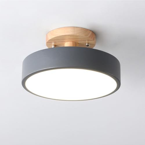 Moderne LED Deckenleuchte Holz Deckenleuchte 13W Deckenlampe Runde Deckenbeleuchtung Warmweiss minimalistischer Küche Wohnzimmer Balkon Schlafzimmer Kinderzimmer Esszimmer Studie Decke Flur (grau) von Chao Zan