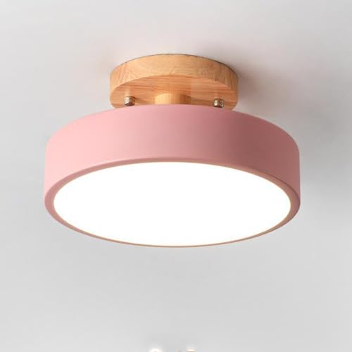 Moderne LED Deckenleuchte Holz Deckenleuchte 13W Deckenlampe Runde Deckenbeleuchtung Warmweiss minimalistischer Küche Wohnzimmer Balkon Schlafzimmer Kinderzimmer Esszimmer Studie Decke Flur (rosa) von Chao Zan