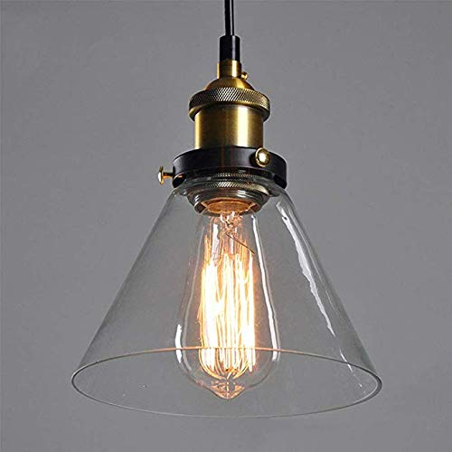 Pendelleuchte Light Vintage industriellen Metall-Finish Klarglas Schatten Loft Pendelleuchte Lampe Retro Decke Licht Vintage Lamp(Durchsichtig，18CM*22CM) von Chao Zan