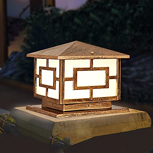 Pollerleuchten Außenleuchten Aussen Sockelleuchte Außen Außenleuchte Antik Schwarz Wegeleuchte Retro E27 Aluminiumguss Glas Wasserdichte IP55 Pollerlampe Garten Terrasse Garage Sockellampe (Bronze) von Chao Zan