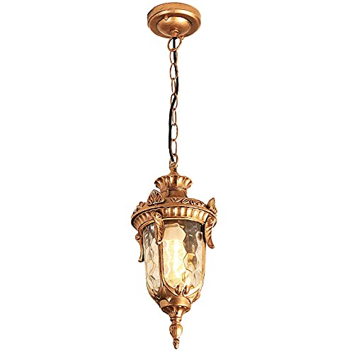 Retro Golden Außen Pendellampe Wasserdichter Licht Höhenverstellbar Hängelampe Aluminium Esszimmer Balkon Dekorative Pavillon Garten Eingang Villa Outdoor Pendant Light E27 230V maximal 60W von Chao Zan