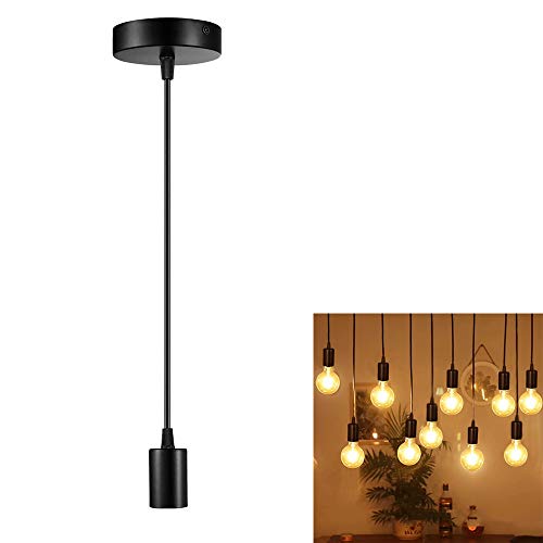 Retro Hängelampe Pendelleuchte Vintage Industriestil E27 Kronleuchter Moderne mit 1 m Kabel rund Lampenaufhängung antik für Schlafzimmer Wohnzimmer Esszimmer Flur Restaurant Hotel Bar Café (Schwarz) von Chao Zan