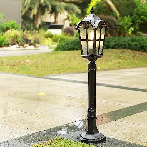 Sockellampe Außen Rustikale Gartenlampe Antik Gebrauch Im Freien Sockelleuchte E27 Weglampe Glas Aluminium Weg Einfahrt Pfeiler-Lampe Europäischen Retro Wasserdichte Rasen Villa Park Straße Hof (C) von Chao Zan