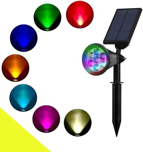 Solarlampen Solarstrahler Solarleuchte garten mit RGB-Farbwechsel, gartenbeleuchtung,für außen, Superhelles 7 Farben, IP55 wasserdicht Gartenlicht, led solar Strahler Bäume Sträucher Gartenweg von Chao Zan