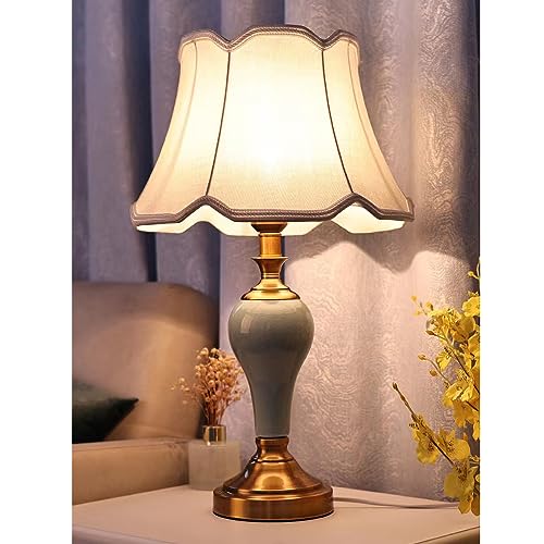 Tischlampen E27, Lampshade hochwertiger Keramik Tischleuchte mit Schalter Retro Kreative Eingang Nachtlicht Schlafzimmer Arbeitszimmer Wohnzimmer Nachttischlampe runden Büro Nachtlampe Tischleuchten von Chao Zan