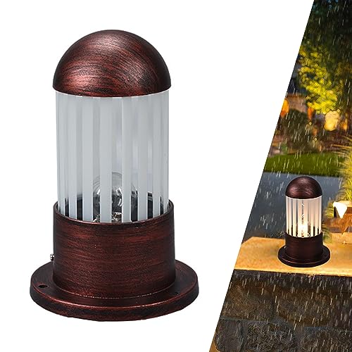 Vintage E27 Pollerleuchte Außenlampe Gartenleuchte Säule Lampe Aluminium und Glas Sockelleuchte Säule Lampe Wasserdichte rund Zylinder Laterne Retro Sockelleuchte für Pfad Terrasse Boden Villa (A) von Chao Zan