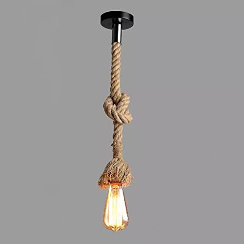 Vintage Hanfseil Pendelleuchte - 50cm Länge, Industrial Retro Landhausstil Deckenlampe E27, Perfekt für Esszimmer, Restaurant, Bar, Café, Dachboden(ohne Leuchtmittel) (Einzelsteckdose: 100CM) von Chao Zan