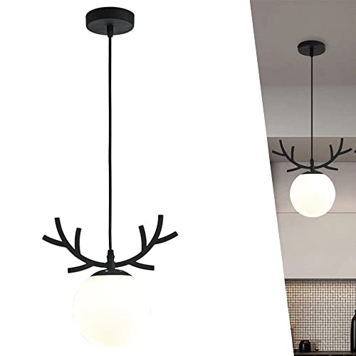 Vintage Pendelleuchte Retro Industrie Pendellampe Geweih Kronleuchter Kreative Hängeleuchte E27 Höhenverstellbar Hängelampe Kronleuchter Ball rund Glas Restaurant Wohnzimmer Esszimmer Küche (schwarz) Vintage Pendelleuchte Retro Industrie Pendellampe Geweih Kronleuchter Kreative Hängeleuchte E27 Höhenverstellbar Hängelampe Kronleuchter Ball rund Glas Restaurant Wohnzimmer Esszimmer Küche (schwarz) von Chao Zan