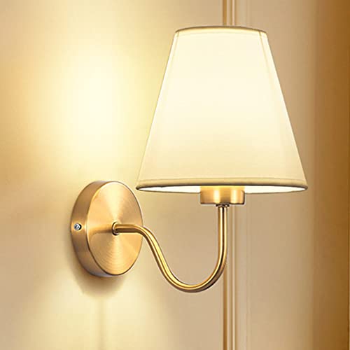 Wandleuchte mit Weiß Stoff E27 Lampenschirm Wandleuchten Wandlampe Wandbeleuchtung Wand Sonce Fixture für Flur Schlafzimmer Wohnzimmer Treppe Nachttischlampen Lampenschirm, Metall Flur (Weiß) von Chao Zan