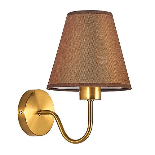 Wandleuchte mit Weiß Stoff E27 Lampenschirm Wandleuchten Wandlampe Wandbeleuchtung Wand Sonce Fixture für Flur Schlafzimmer Wohnzimmer Treppe Nachttischlampen Lampenschirm, Metall Flur (braun) von Chao Zan