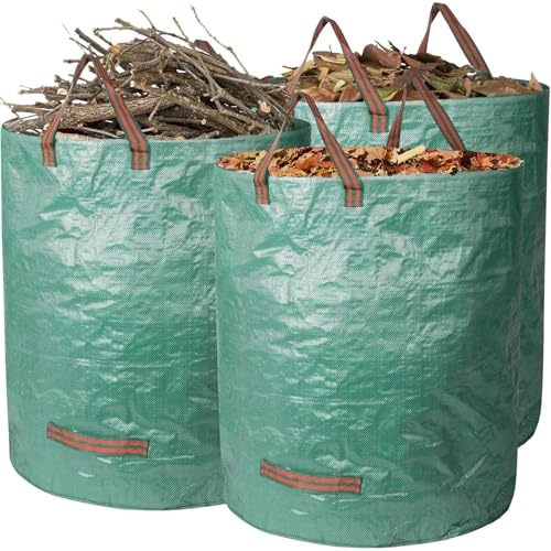3x 272L Gartensack, Laubsack, Gartenabfallsack stabil, Grünschnittsäcke, groß, Selbststehend Griffe Stabil Robust & Faltbar - Rasenschnitt für Gartenabfälle Grünschnitt Laubabfall von Chaohua