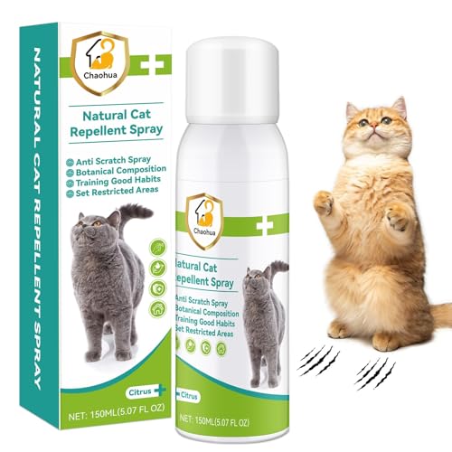 Chaohua Katzenabwehrspray für Katzen, Verbesserte Fernhaltespray Katzen für Innen und Außen, Anti Katzen Spray, natürlichen Wirkstoffen, Schützen von Möbeln, Böden, Sofas, Teppichen-150ml von Chaohua