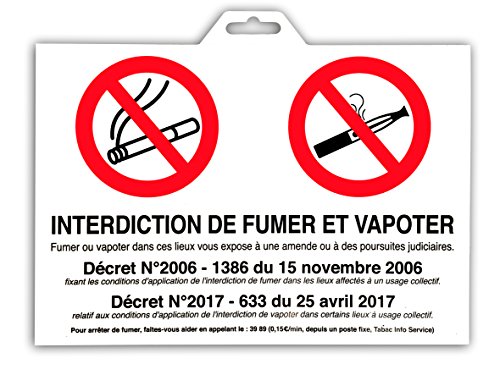 'CHAPUIS psr12b Panneau de Signalisation "Rauchverbot und de Dampfen PVC Kleber 275 x 190 mm, weiß 'CHAPUIS psr12b Panneau de Signalisation "Rauchverbot und de Dampfen PVC Kleber 275 x 190 mm, weiß von Chapuis