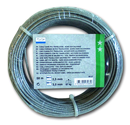 Chapuis BCC1 Kabel Leitung PVC – Stahl verzinkt – Arbeitslast Ungefähre 67 kg – Durchmesser 2, 5/3, 5 mm – Länge 50 m, grau von Chapuis
