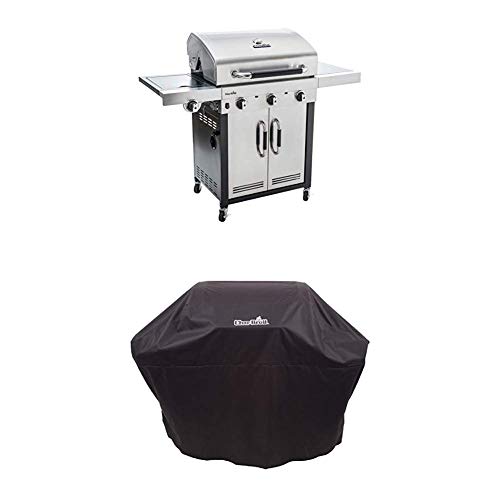 Char-Broil Advantage Series 345S - 3 Brenner Gasgrill mit Seitenbrenner, Edelstahl + Wetterschutzhaube von Char-Broil