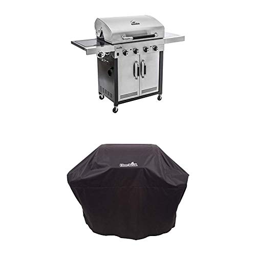 Char-Broil Advantage Series 445S - 4 Brenner Gasgrill mit Seitenbrenner, Edelstahl + Wetterschutzhaube von Char-Broil