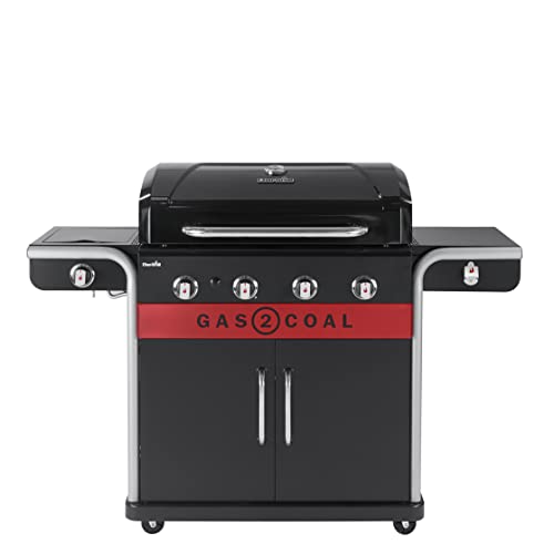 Char-Broil Gas2Coal 440 (2.0) Hybrid Grill - 4 - Brenner Gas & Kohlegrill mit Seitenbrenner, Schwarz von Char-Broil