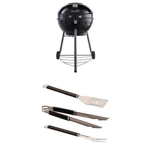 Charbroil Holzkohle Grill Kettleman, schwarz + Grillbesteck von Char-Broil