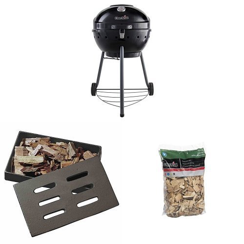 Charbroil Holzkohle Grill Kettleman, schwarz + Räucherbox + Feuerchipts von Char-Broil