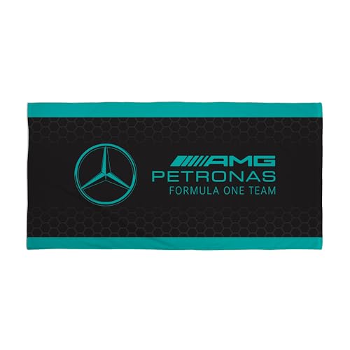CHARACTER WORLD Offizielles Mercedes F1 Handtuch | Super weiches Gefühl, Formel 1 Team Design | Perfekt für Zuhause, Bad, Strand & Schwimmbad | Einheitsgröße 75cm x 150cm | 100% Baumwolle von Character World