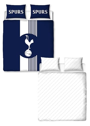 CHARACTER WORLD Tottenham Hotspur FC Offizielles Doppelbettbezug-Set, Geometrisches Design | Blau Wendbare 2-seitige Fußball Bettwäsche Abdeckung Offizielle Ware einschließlich passender Kissenbezüge von Character World
