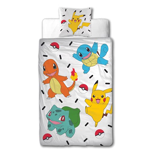 Bettwäsche Pokemon 135x200 + 80x80 · Pokémon Pikachu & Friends Game · 100% Baumwolle · 2 teilig Teenager Kinder-Bettwäsche von Character World