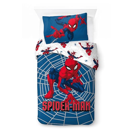 Character World Disney Offizielles Spiderman-Bettwäsche-Set für Einzelbett, wendbar, zweiseitig, inklusive passendem Kissenbezug, Motiv: Kriminalbekämpfer, Einzelbett-Set von Character World
