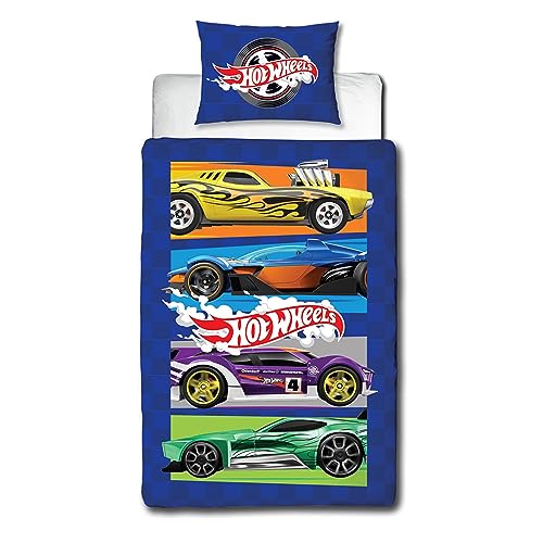 Character World Hot Wheels Bettwäsche-Set für Einzelbett, offizielles Lizenzprodukt, Beast-Design, wendbar, zweiseitig, mit passendem Kissenbezug, perfekt für Kinderzimmer, Polycotton von Character World