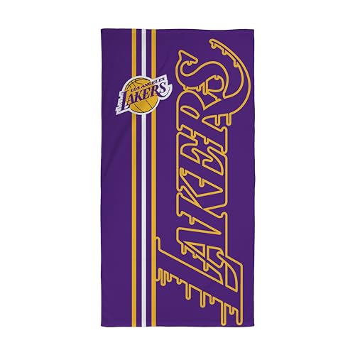 Character World NBA Offizielles Handtuch, super weiches Gefühl, Los Angeles Lakers Basketball Team, lila und gelbes Design, perfekt für Zuhause, Bad, Strand und Schwimmbad, Einheitsgröße, 75 cm x 150 von Character World