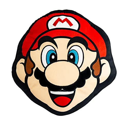 Character World Nintendo Super Mario Offizielles geformtes Kissen, Stapel-Design, Mario-Kopfgesicht, 40 x 36 cm, Rot von Character World