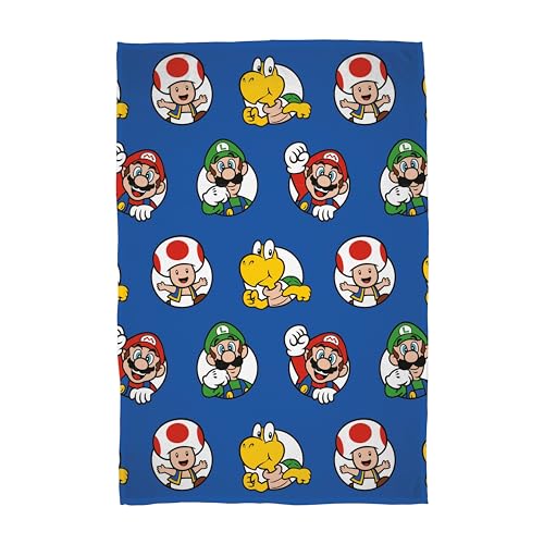 Character World Nintendo offiziell lizenzierte Super Mario Fleecedecke | Superweicher, Warmer Überwurf, Circles Gaming Design Brands von Character World