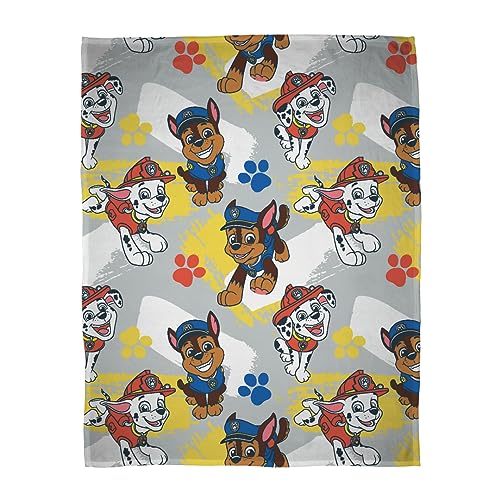 Character World Offiziell lizenzierte Paw Patrol Fleecedecke, superweich, warm, Splodge-Design, Überwurf mit Marshall und Skye, perfekt für Zuhause, Schlafzimmer, Camping und Übernachtungen von Character World