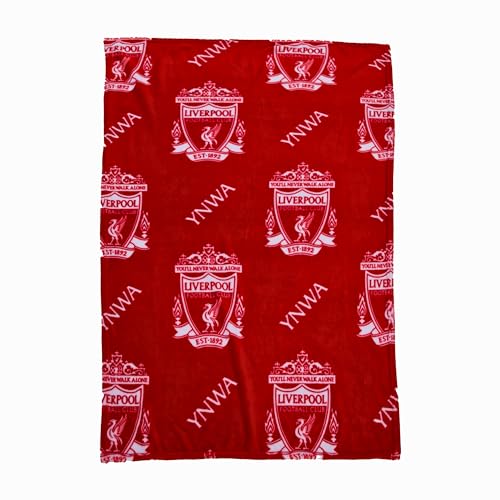 Character World Offizielle Liverpool FC Fleece-Überwurfdecke | superweich, Fußball-YNWA-Design | warmes, superweiches Gefühl | Rot | perfekt für Zuhause, Schlafzimmer, Übernachtungen und Camping von Character World