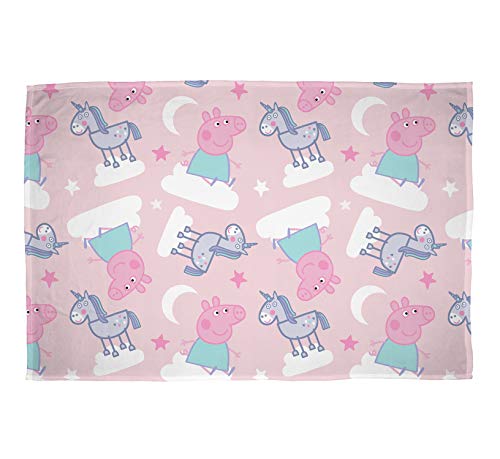 Character World Offizielle Peppa Pig Stardust Fleece-Decke | Pink Peppa Unicorn Design super weiche Decke | perfekt für jedes Schlafzimmer von Character World