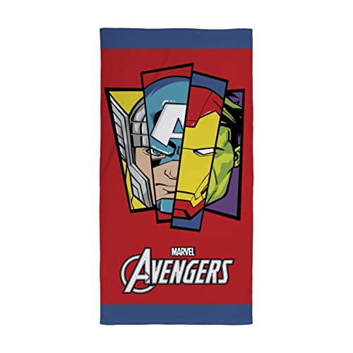 Character World Offizielles Disney Marvel Avengers Handtuch, superweiches Gefühl, Abzeichen-Design, perfekt für Zuhause, Bad, Strand und Schwimmbad, Einheitsgröße, 140 cm x 70 cm von Character World