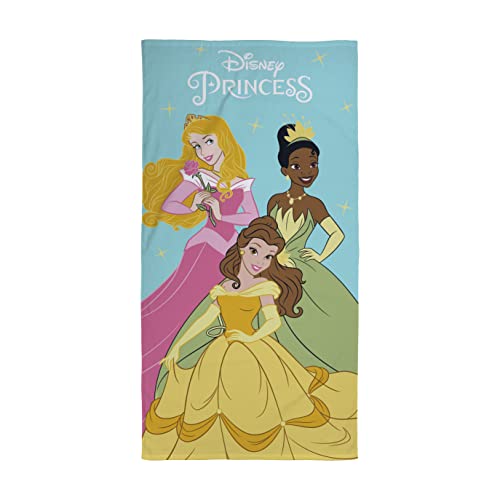 Character World Offizielles Disney-Prinzessinnen-Handtuch, superweiches Gefühl, Charm-Design, perfekt für Zuhause, Bad, Strand und Schwimmbad, Einheitsgröße, 140 cm x 70 cm von Character World