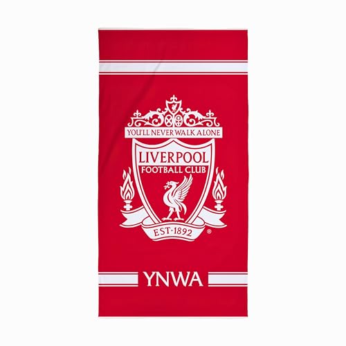 Character World Offizielles Liverpool FC Handtuch | Super weiches Gefühl, YNWA Football Club Design | Perfekt für Zuhause, Bad, Strand & Schwimmbad | Einheitsgröße 75 cm x 150 cm | 100% Baumwolle von Character World