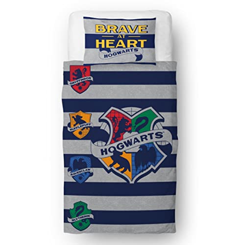 Harry Potter Offizielles Hogwarts-Brave-Design, Einzelbett-Bettwäsche-Set, wendbar, 2-seitig, inkl. passendem Kissenbezug, Polycotton, Charakterwelt-Marken-Bettwäsche-Set, 135 x 200 cm von Harry Potter