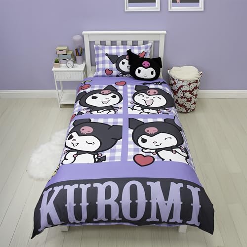 Hello Kitty offiziell lizenziert Rebel Design Single Bettbezug Set | Reversible 2-seitige Kuromi Bettwäsche einschließlich passender Kissenbezug | Perfekt für Kinder Schlafzimmer | Polycotton von Character World