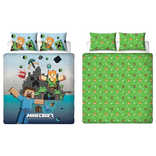 Minecraft Character World Offizielles Film-Bettbezug-Set für Doppelbett | Wendbare Bettwäsche im Level-Design, 2-seitig, inklusive passender Kissenbezüge | Doppelbett-Set Minecraft Character World Offizielles Film-Bettbezug-Set für Doppelbett | Wendbare Bettwäsche im Level-Design, 2-seitig, inklusive passender Kissenbezüge | Doppelbett-Set von Character World
