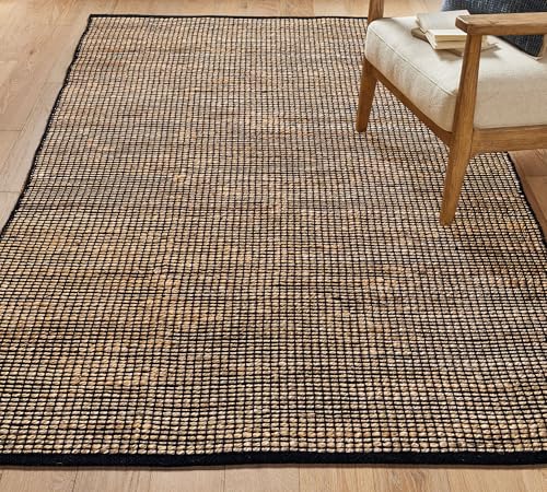 Chardin home Jute-Teppich-Kollektion, 1,5 x 2,1 m, Boho, rustikal, natürliche Jute/Schwarz, handgewebter Teppich für Schlafzimmer, Wohnzimmer, Küche und Diele, R112-5 Chardin home Jute-Teppich-Kollektion, 1,5 x 2,1 m, Boho, rustikal, natürliche Jute/Schwarz, handgewebter Teppich für Schlafzimmer, Wohnzimmer, Küche und Diele, R112-5 von Chardin home