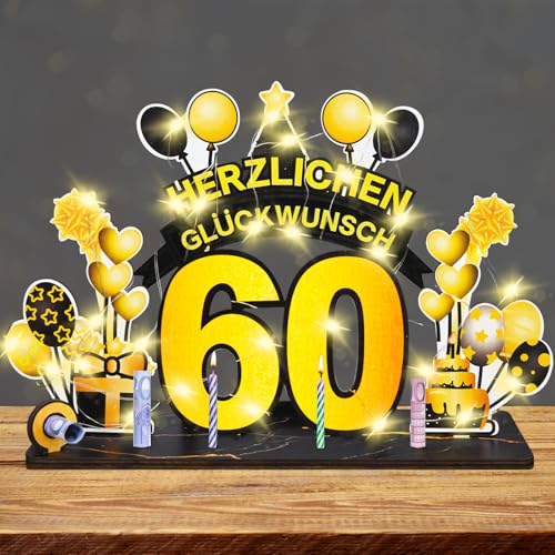 60 Geburtstag Mann Frau,Geldgeschenke Geburtstag Geburtstagsgeschenk Geschenke für Männer Frauen 60 Jahre Holz-Schild mit LED Lichterkette 60.ter Geburtstag Geschenke zum 60 Geburtstag Deko Mann Frau 60 Geburtstag Mann Frau,Geldgeschenke Geburtstag Geburtstagsgeschenk Geschenke für Männer Frauen 60 Jahre Holz-Schild mit LED Lichterkette 60.ter Geburtstag Geschenke zum 60 Geburtstag Deko Mann Frau von Charfia